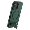 For iPhone 16 Kickstand Case Compatible with MagSafe PC+TPU+PU Phone Back Cover