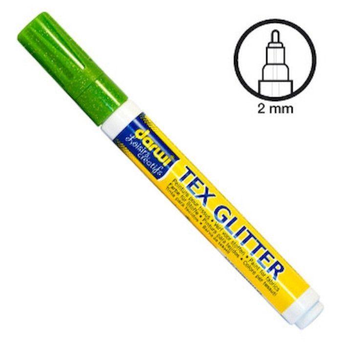 Feutre peinture pour tissu Vert clair pailleté