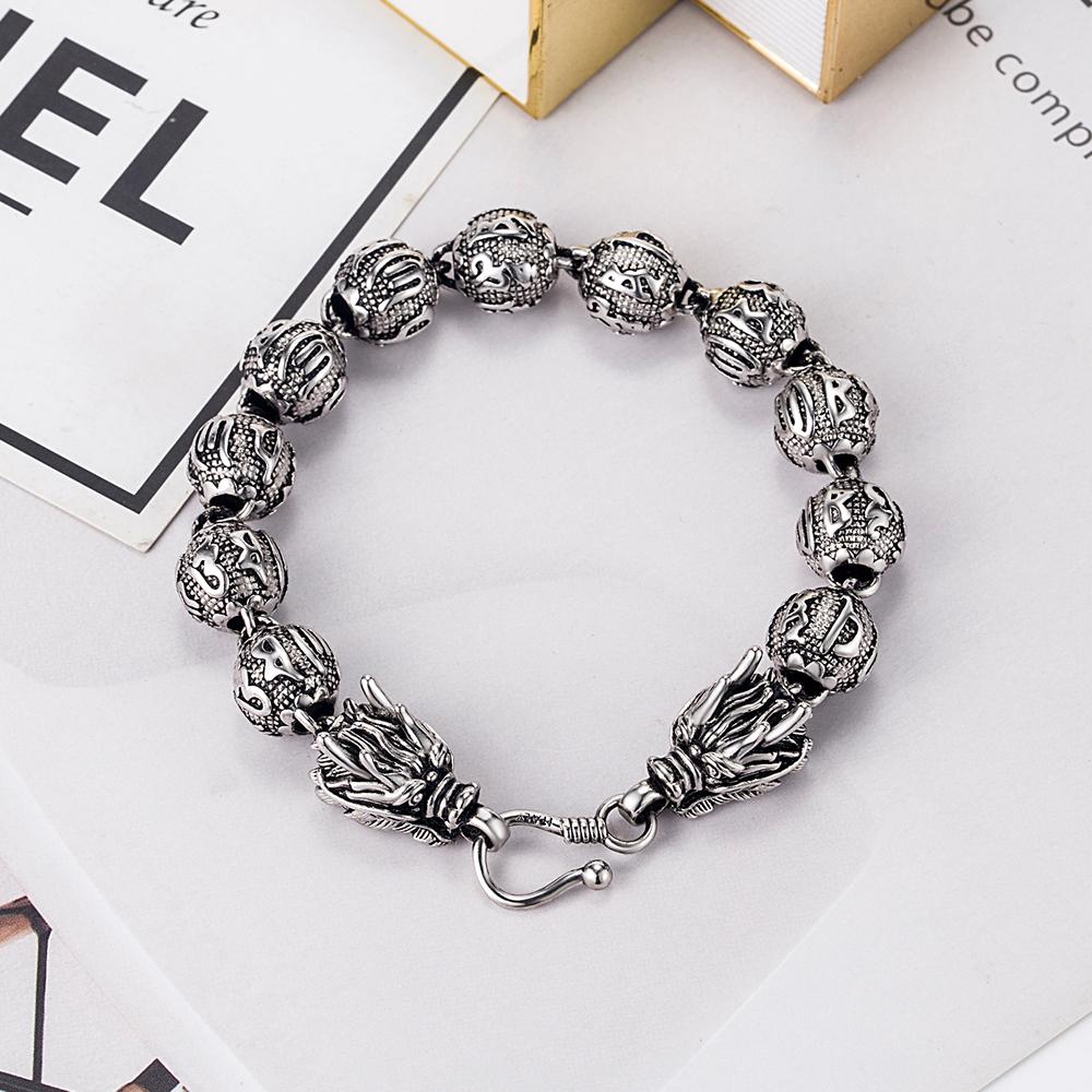 Joyería de marca, pulsera de 100% Plata de Ley 925 a la moda para hombres, brazalete Vintage Punk tailandés con dragón plateado, brazalete de 11MM para regalo