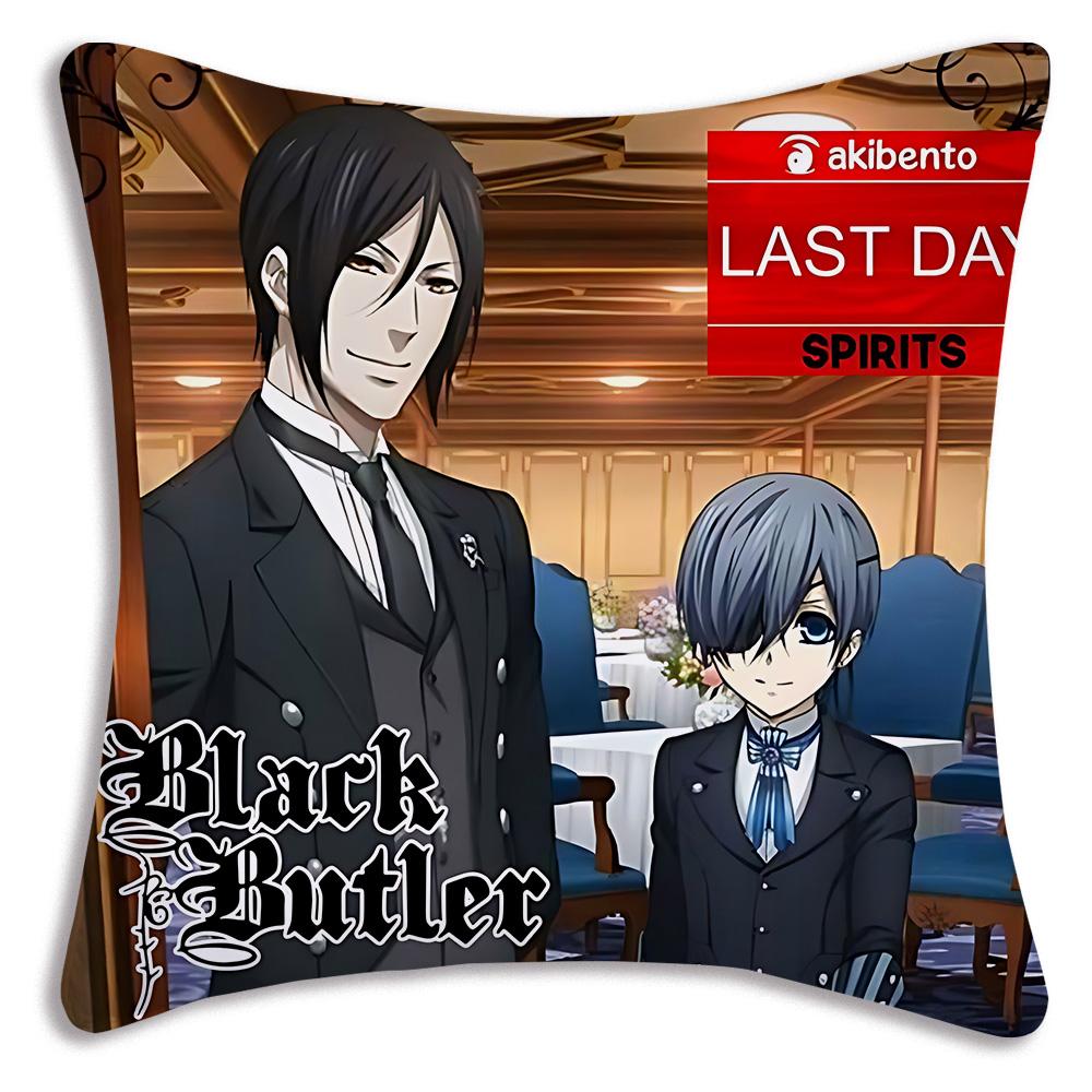 Anime Manga Black Butler Pillow Covers Cartoon Sofa Decorative Home Double-Sided Printing Short Plush Cute Cushion Cover
