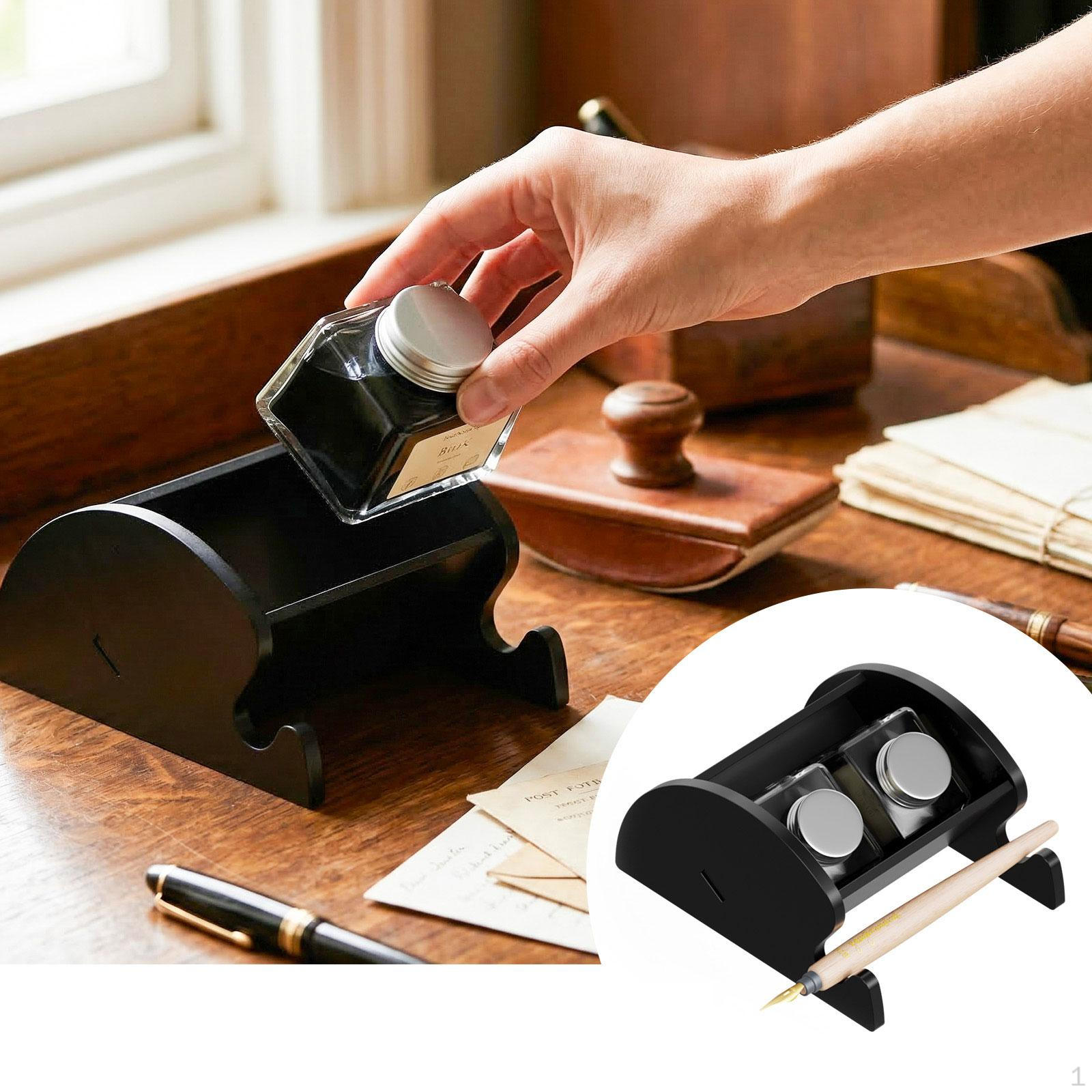 

Desk Ink Bottle Holder Pen and Stand Multifunctional Slanted Acrylic Storage Rack Portable