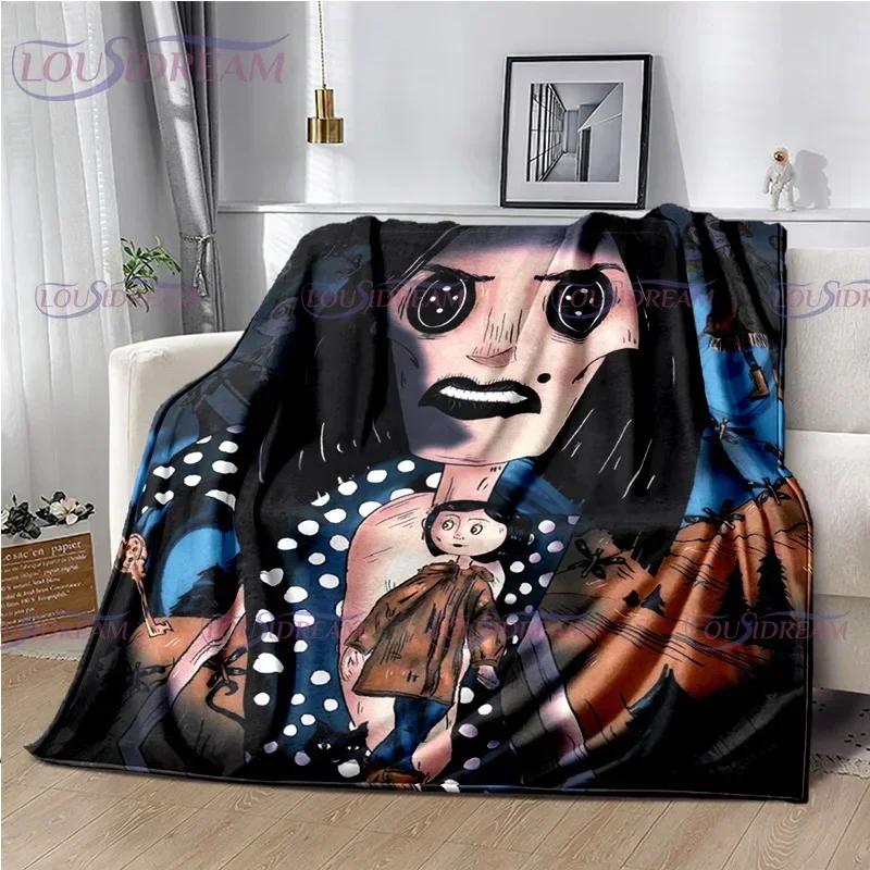 Decke mit Coraline-Druck im gotischen Stil, Animation, Kinderdecke, Familie, Nickerchen, Sofadecke, Bett, warme Decke, weiche Tagesdecke