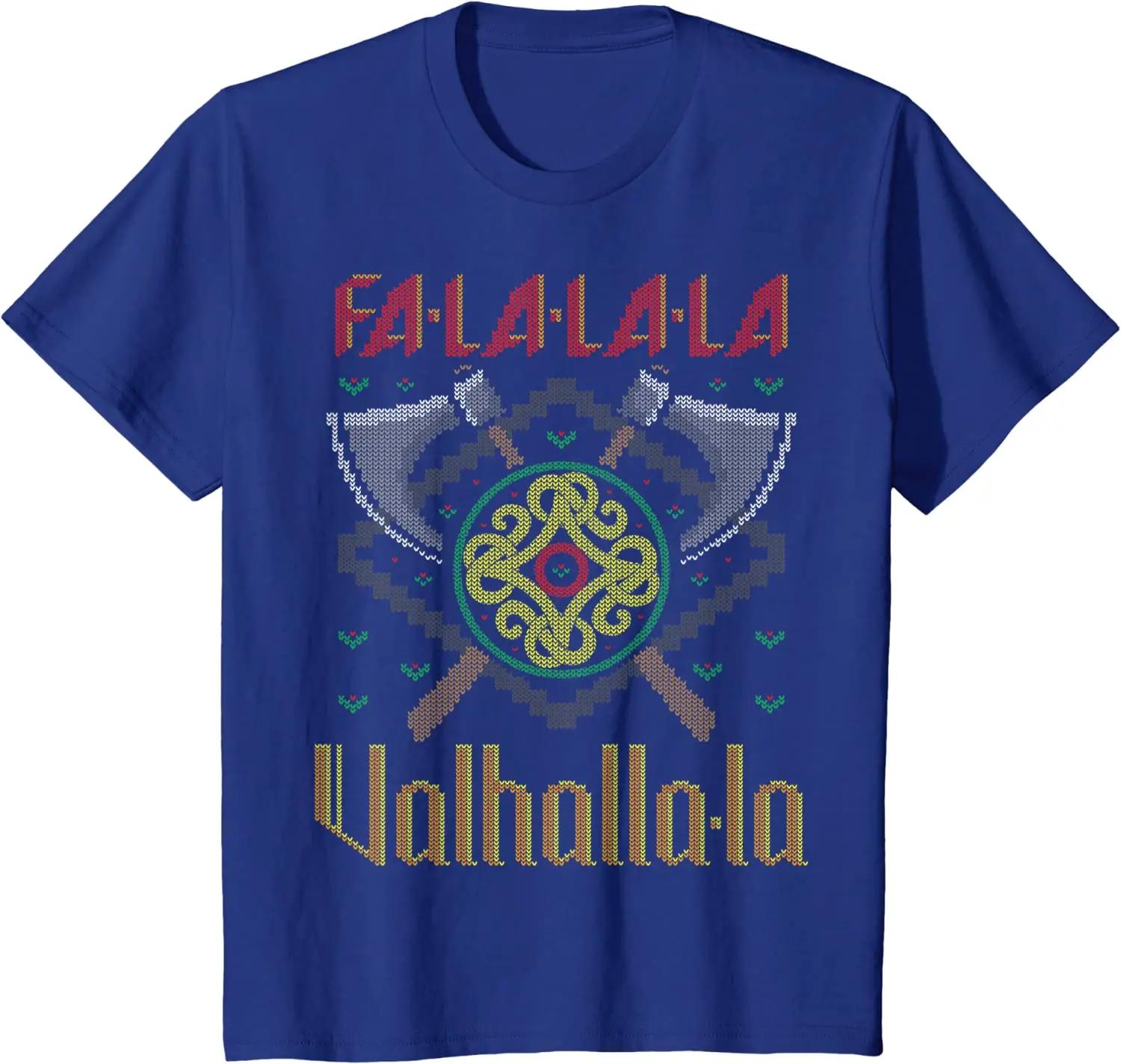 

FaLaLa Valhalla Ugly Christmas Sweater Nordic style TShirt Short Sleeve Casual 100 Cotton ONeck Mens Tshirt S