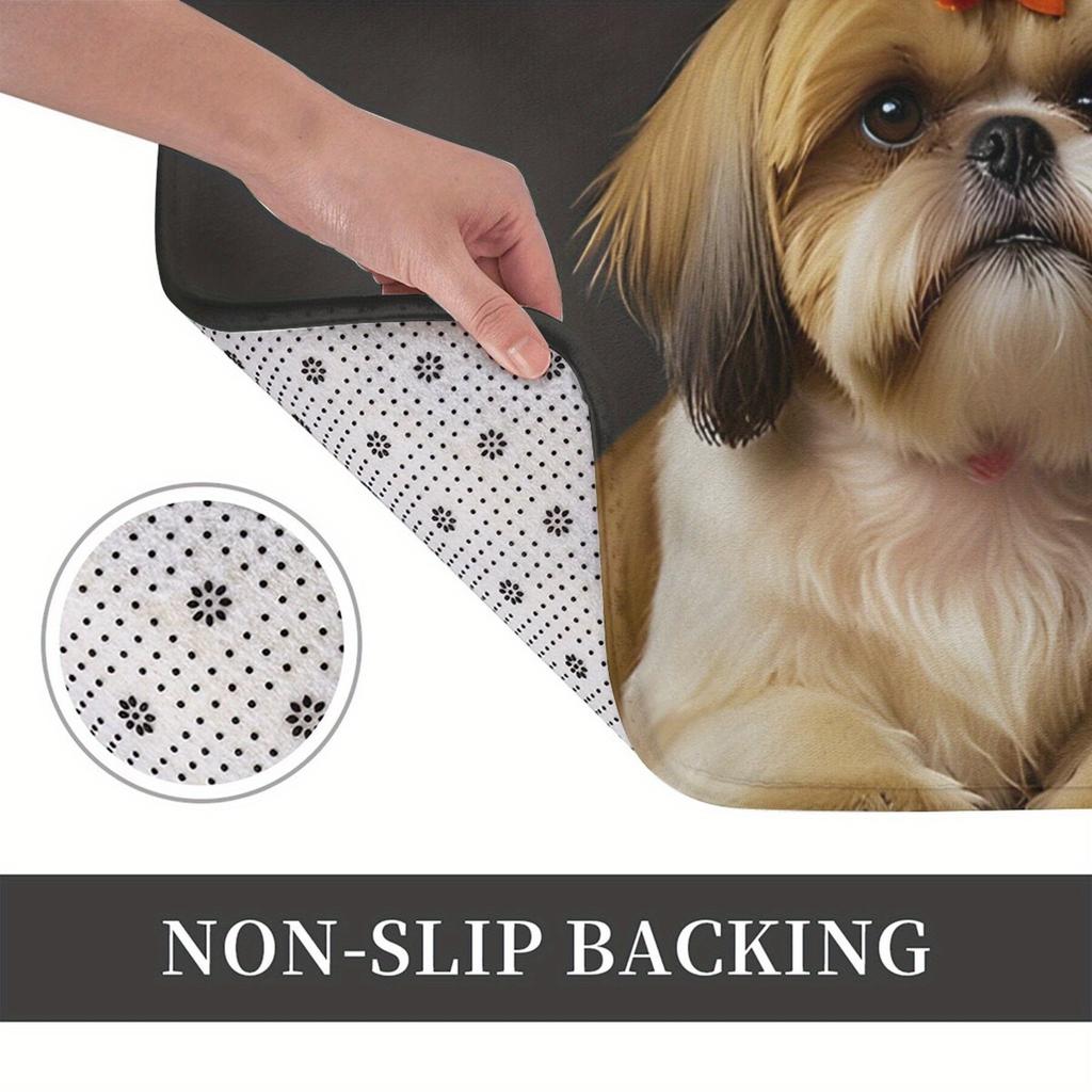 1Pcs Anti Fatigue Kitchen Rugs,   Cute Dog and Paw Print Waterproof Non-Slip Thick Cushioned Kitchen Mat Heavy Duty Comfort Standing Mat for Kitchen