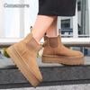 Comemore Thick Plush Warm Snow Ankle Boots 2025 New Winter Women Flat Platform Boots Shoes Woman Lady Fur Short Boot 40