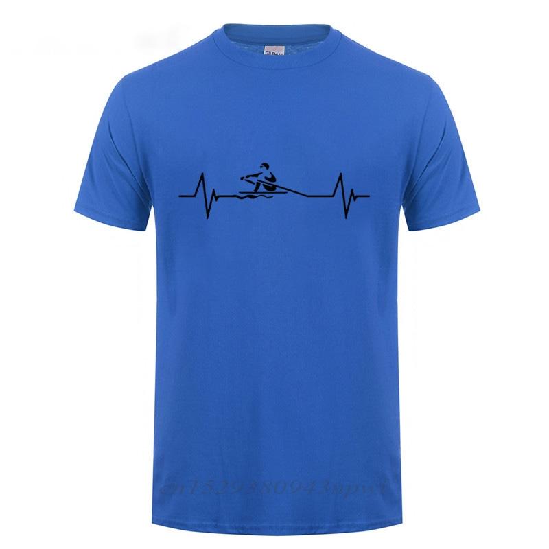 Heartbeat Of Rowing TShirt Men Male Fashion Short Sleeve Kayaking T Shirt Round Neck Cotton Funny Canoeing Tshirt Summer Tops