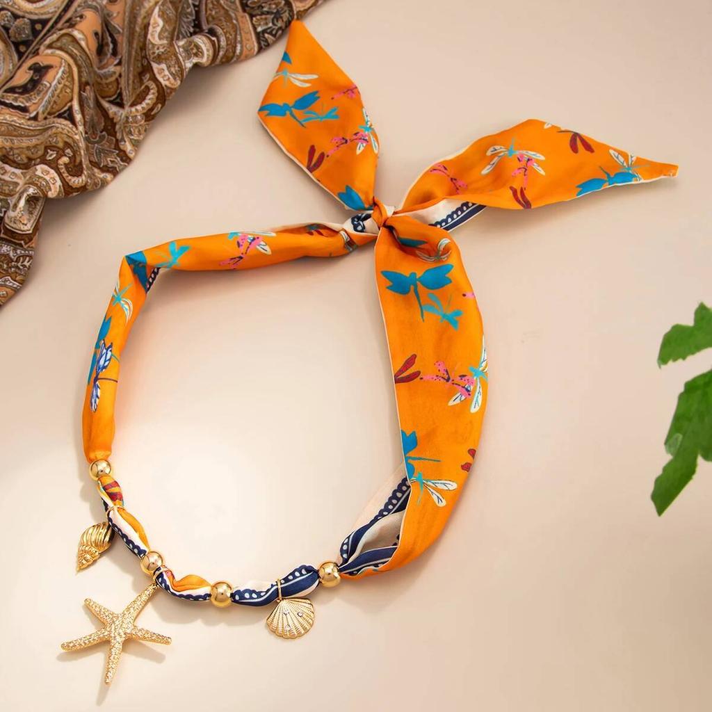 IngeSight.Z 2026 Boho Ocean Theme Ribbon Choker Necklace Starfish Flower Scallop Heart Pendant Neck Accessory Y2K Jewelry Lady