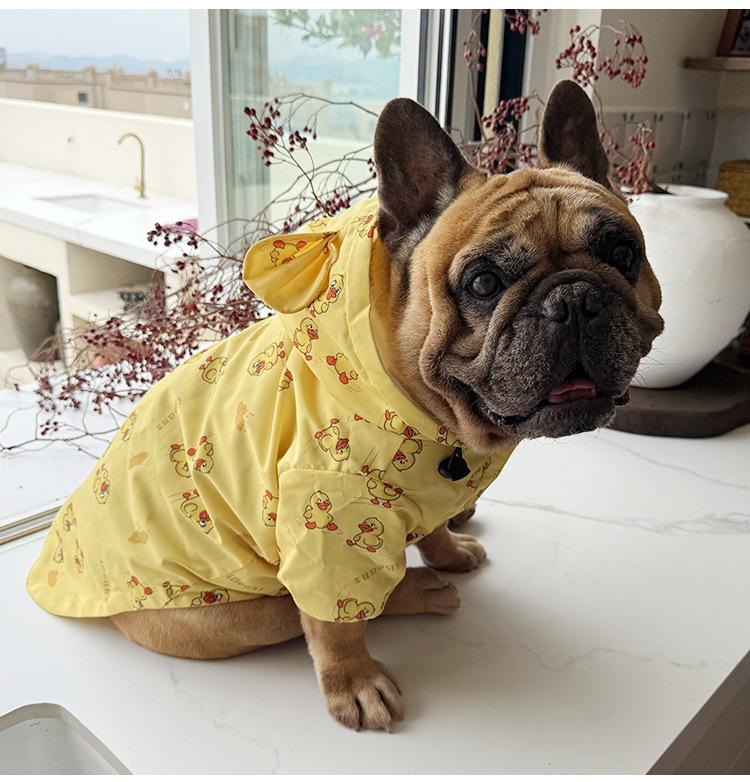 Pet Raincoat Double Layer Waterproof Traction Rope Umbrella White Yellow Duck Breathable Hat Dog Clothing Large Dog S