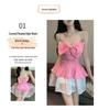 Bow-Knot Sling Dress with Chest Pads: Slim Fit, Waist-Cinching A-Line Short Skirt