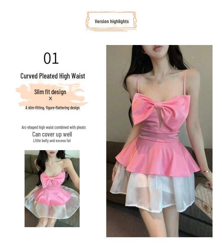 Bow-Knot Sling Dress with Chest Pads: Slim Fit, Waist-Cinching A-Line Short Skirt