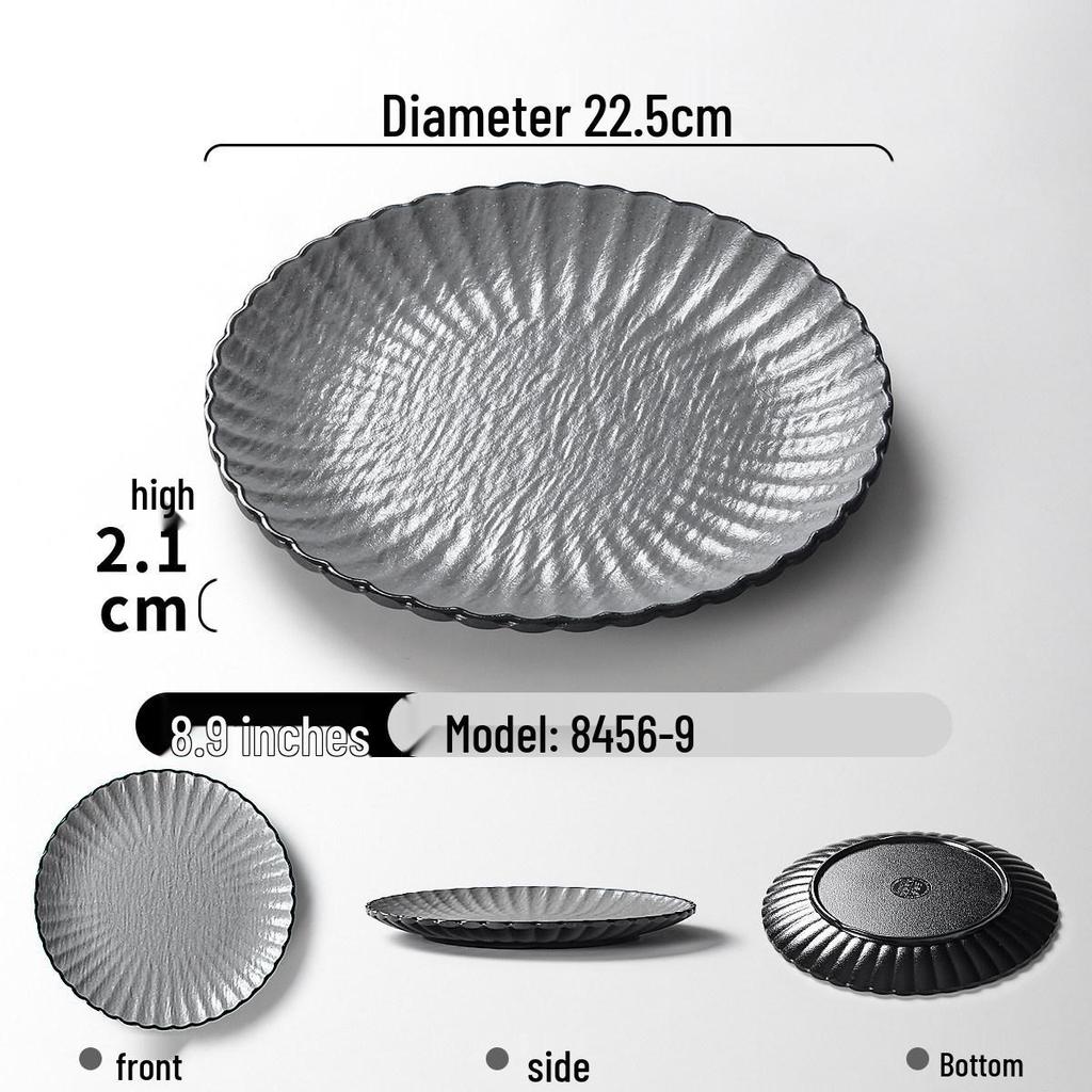 Xiangyuanmei Frosted Rock Texture Melamine Lace Plates for Western Cuisine, Steak, and Pasta
