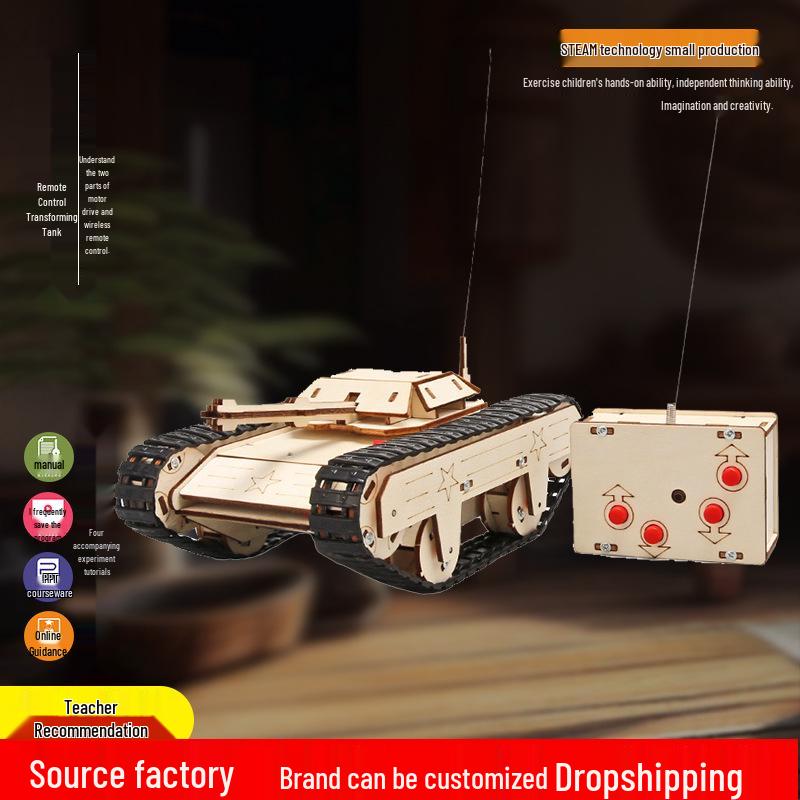 DIY Remote Control Tank Kit for Kids - Educational Building Blocks & Physics Model