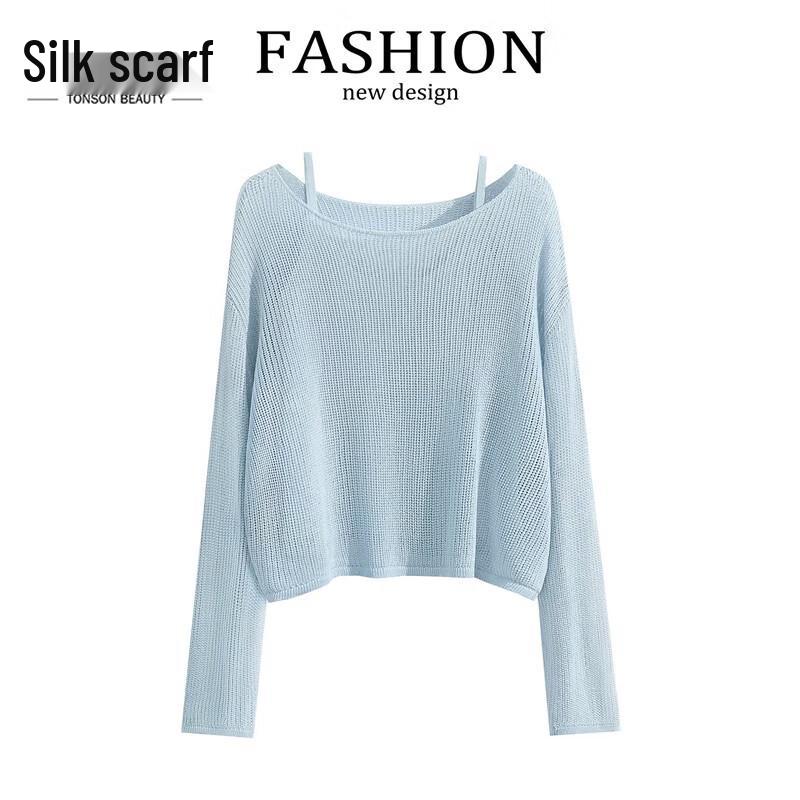 Linen Blend Hollow Knit Two-Piece Set XL