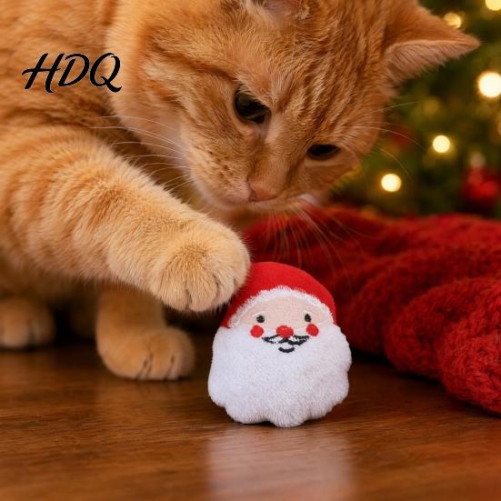 Interactive Cat Toy Plush Christmas Catnip Toys Reindeer Gingerbread Santa Stuffed Animal