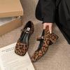 Fashion Spring Designer Leopard Print Woman Mary Jane Shoes Fashion Shallow Thick Heels Elegant Party Female Shoes Zapatos De Mujer