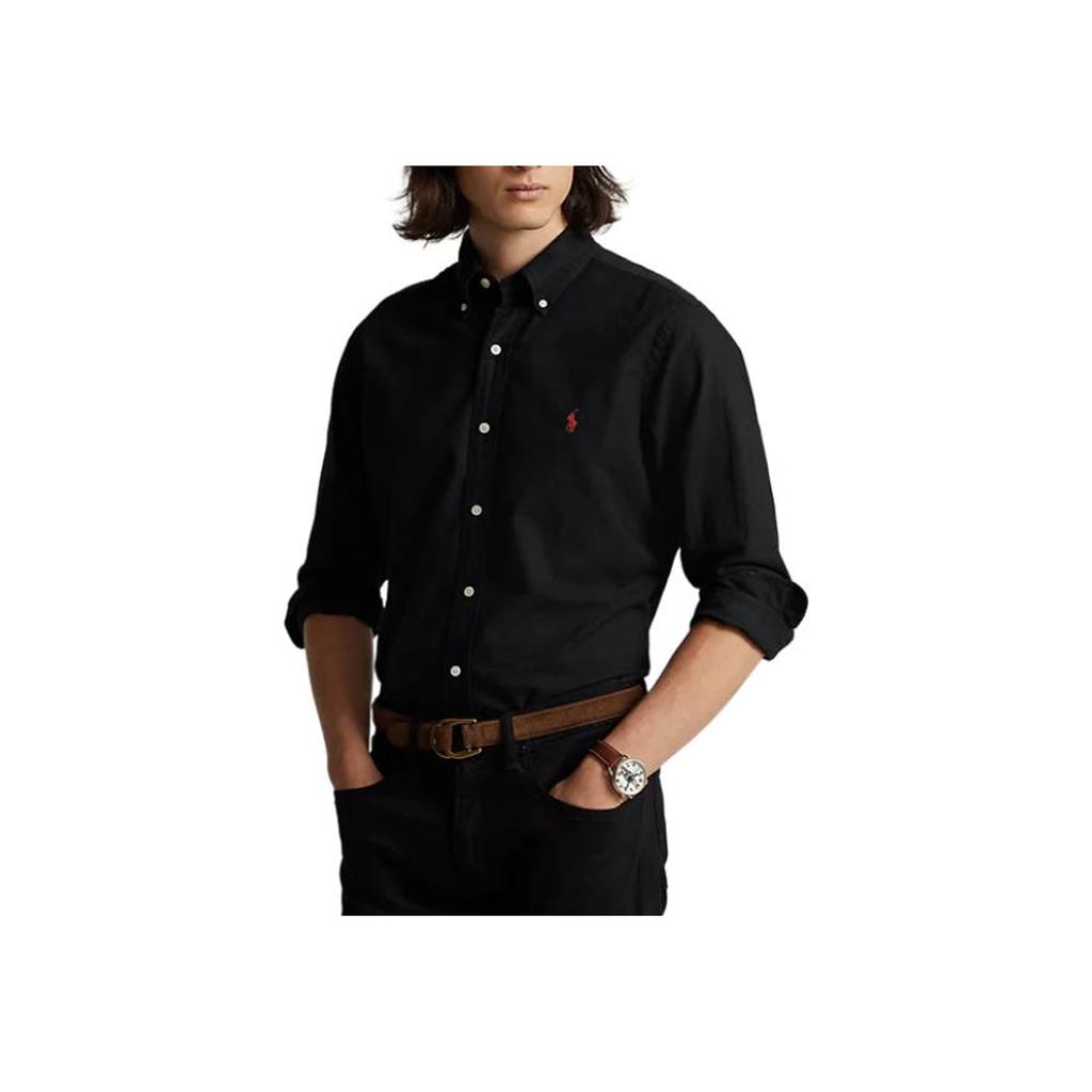 Polo Ralph Lauren Dyed Oxford Solid Color Long Sleeve Button Shirt Men shirts Black 198352638061