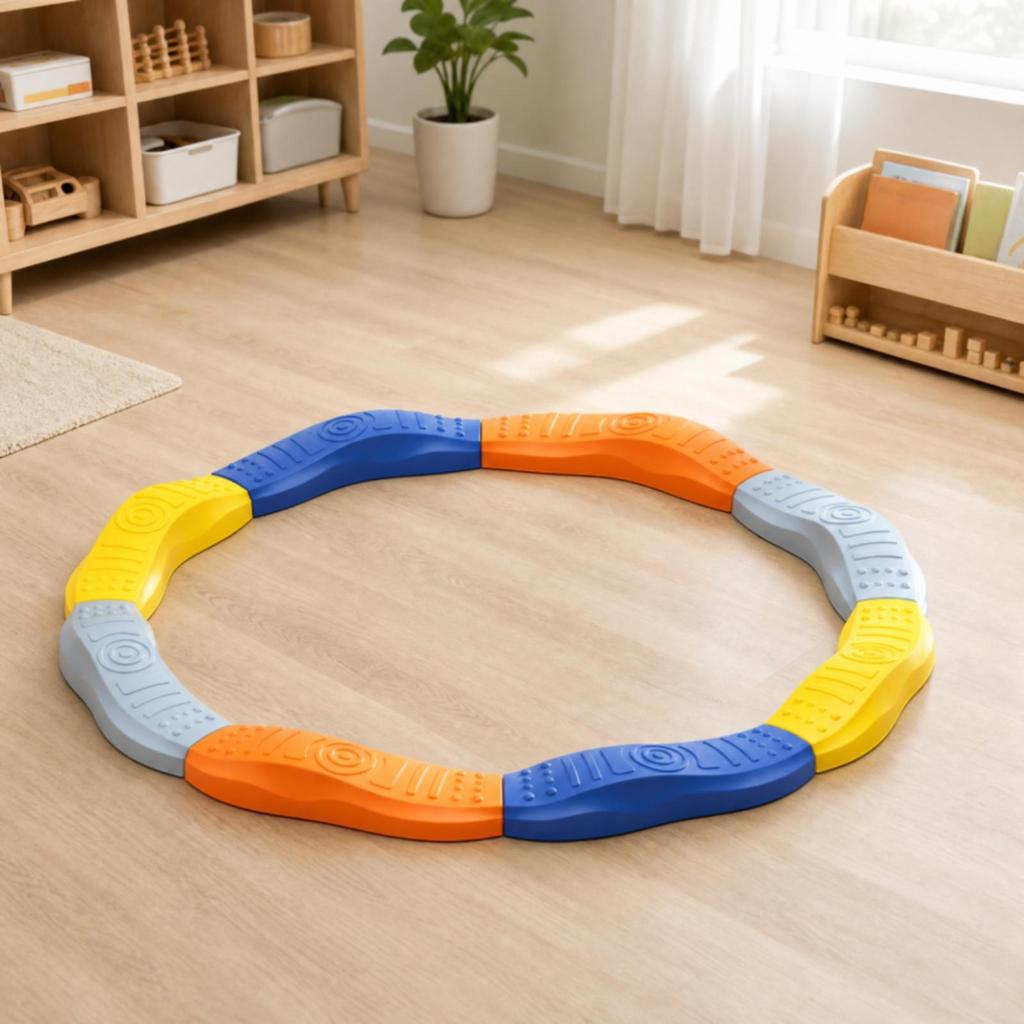 8 Pieces Curved Balance Board with Textured Textures Wobble Rocker Toy