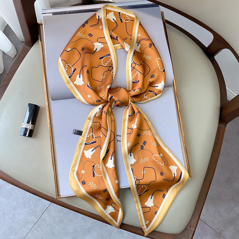New Decorative Scarf for Spring and Autumn Summer  Women's Fashionable Scarf  Collarbone Scarf  Headband  Thin and Narrow Strips  Tying Bag