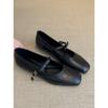 Sheepskin Version~ Leather Bow with Mary Jane Shoes Women's Retro Flat Ballet Single Shoes Evening Shoes