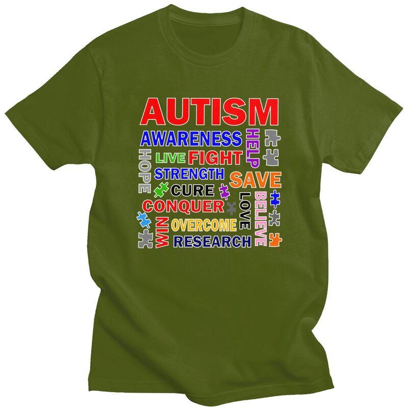 Autism Mashup T Shirt for Men Funny Introvert Awareness Quotes Tshirt Humor Streetwaer Short Sleeve Tee Shirt