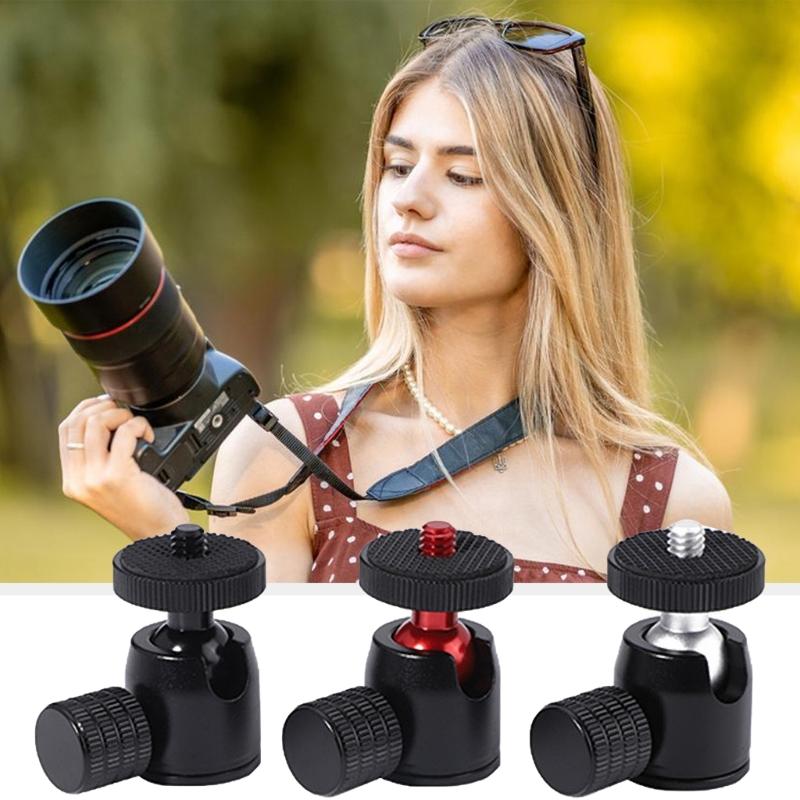 Round Head Tripod Head with 1/4" Hot Shoe 360 Rotatable Round Head Camera Mount Adapter Ballhead for Tripods Monopods