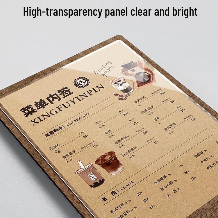 A4 Vertikaler Acryl Menükartenständer für Kaffee- & Teeläden