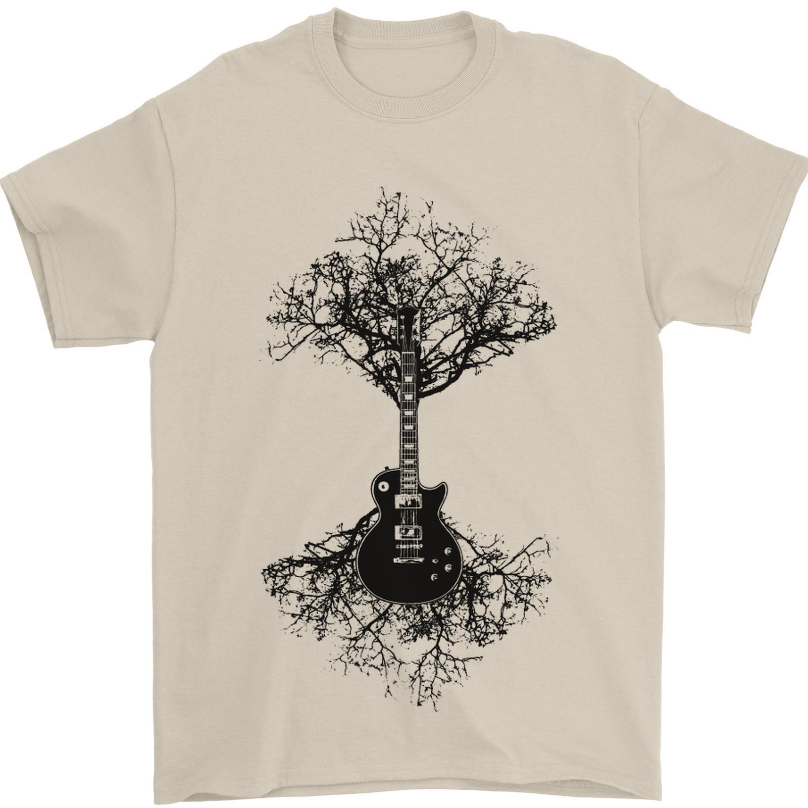 Electric Guitar Tree & Roots Guitarist Mens T-Shirt 100% Cotton M