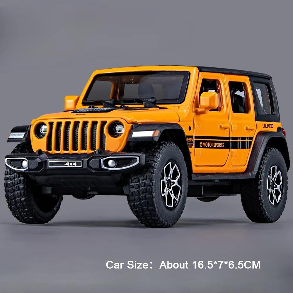 1:32 Wrangler Rubicon Model Toy Alloy Diecast Car Doors Opened Sound Light Pull Back Miniature Off-road Vehicle Kid Holiday Gift