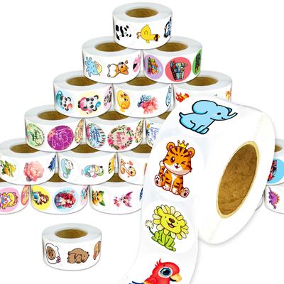 500pcs/roll Reward Stickers Cartoon Sealing Roll Stickers Hand Account Materials Decorative Envelopes Cute Sealing Stickers