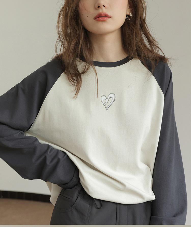 

В наличии: Женский топ из хлопка с длинными рукавами и абрикосово-серым принтом в виде сердца, ранняя осень XL абрикосовый/серый