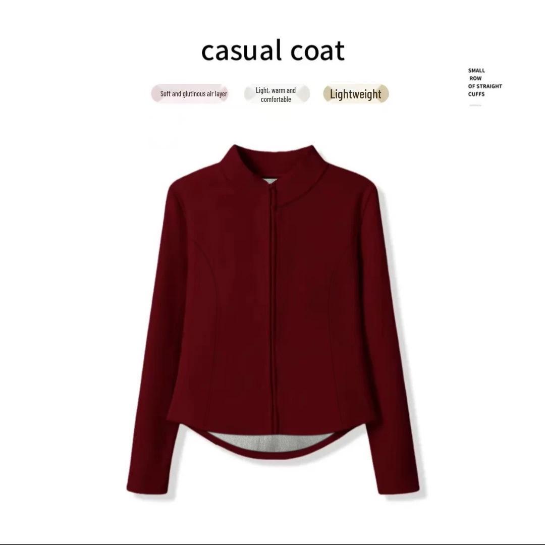 Графеновый Утягивающий Кардиган на Молнии со Стойкой - Женский Теплый Флисовый Костюм для Йоги на Осень/Зиму M (80-100 lbs)