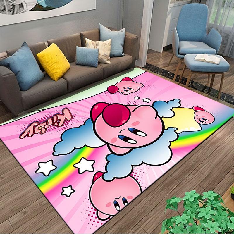 Kirby Pink Cartoon Carpet suitable as a non-slip mat for the living room or bedroom sofa