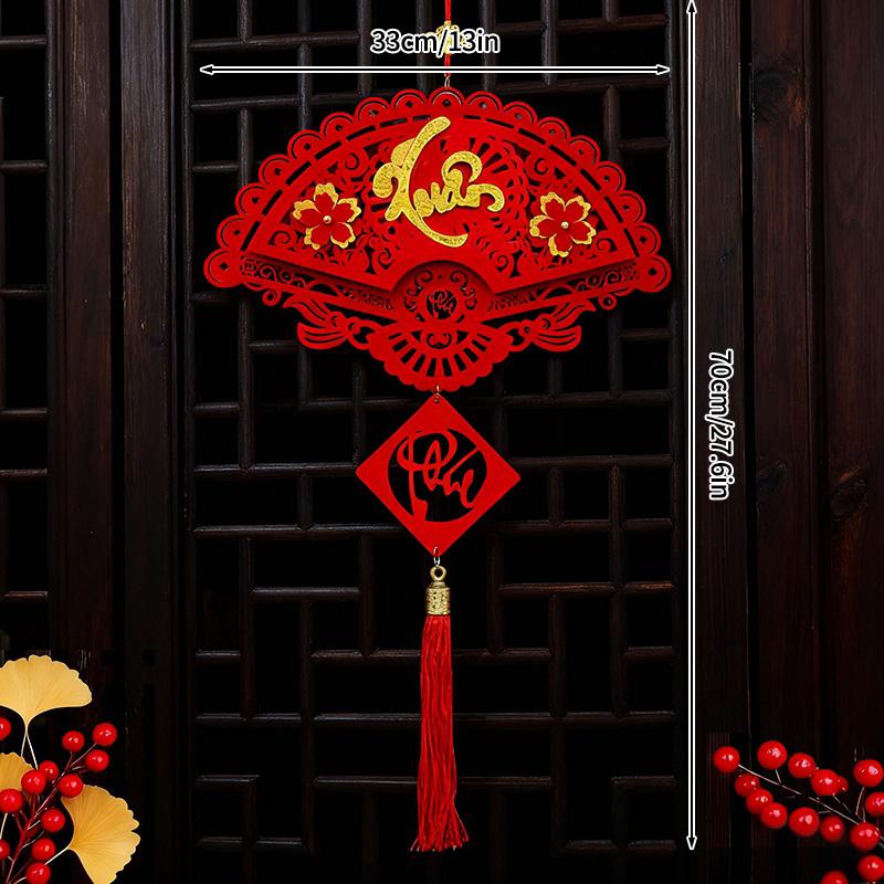 

New Year Couplet Year Of Horse 2026 New Flocking Couplet Wall Hanging Chinese Knot Set Chinese Spring Festival Decor Couplets