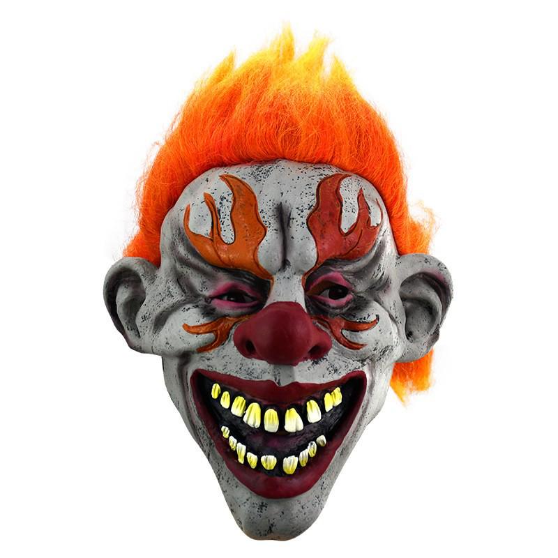 Scary Flame Clown Latex Mask: Halloween Party Costume Prop