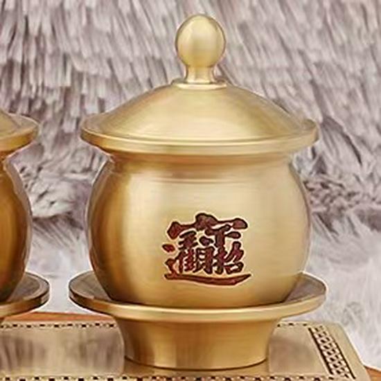 Brass Buddhist Offering Cups - Holy Water & Fruit Offering Set (3-Piece)