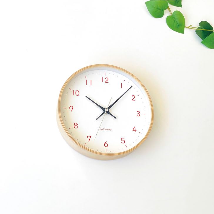 KATOMOKU plywood clock 22 orange wall clock continuous second hand diameter radio km-121ORRCS 25.2cm (SKP clock)