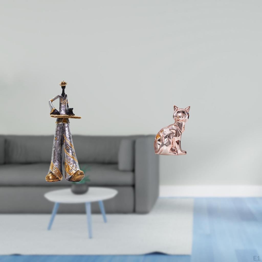 Resin Musician Cat Sculpture Figurine Bedroom Home Decor Party Table Centerpiece Desk Figure Animal