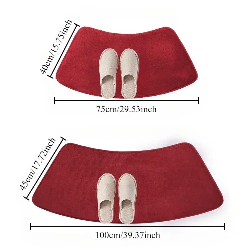 

1PC Bathroom Floor Mat Carpet Curved Scalloped Carpet Non-slip Area Rug Absorbent Floor Mats Toilet Shower Bath Mat Kitchen Mats 40x75cm 1PC красный