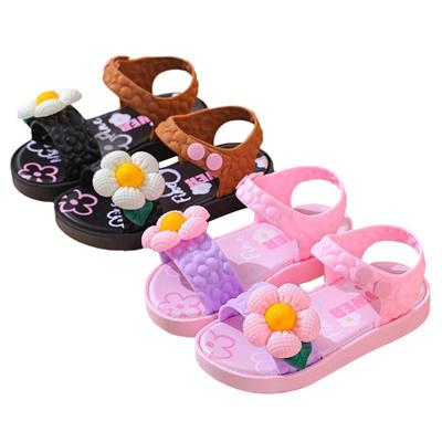 1-6 Years Kids Girls Summer Cute Petal Decoration Sandals Soft Bottom Non-Slip Flat Beach Shoes