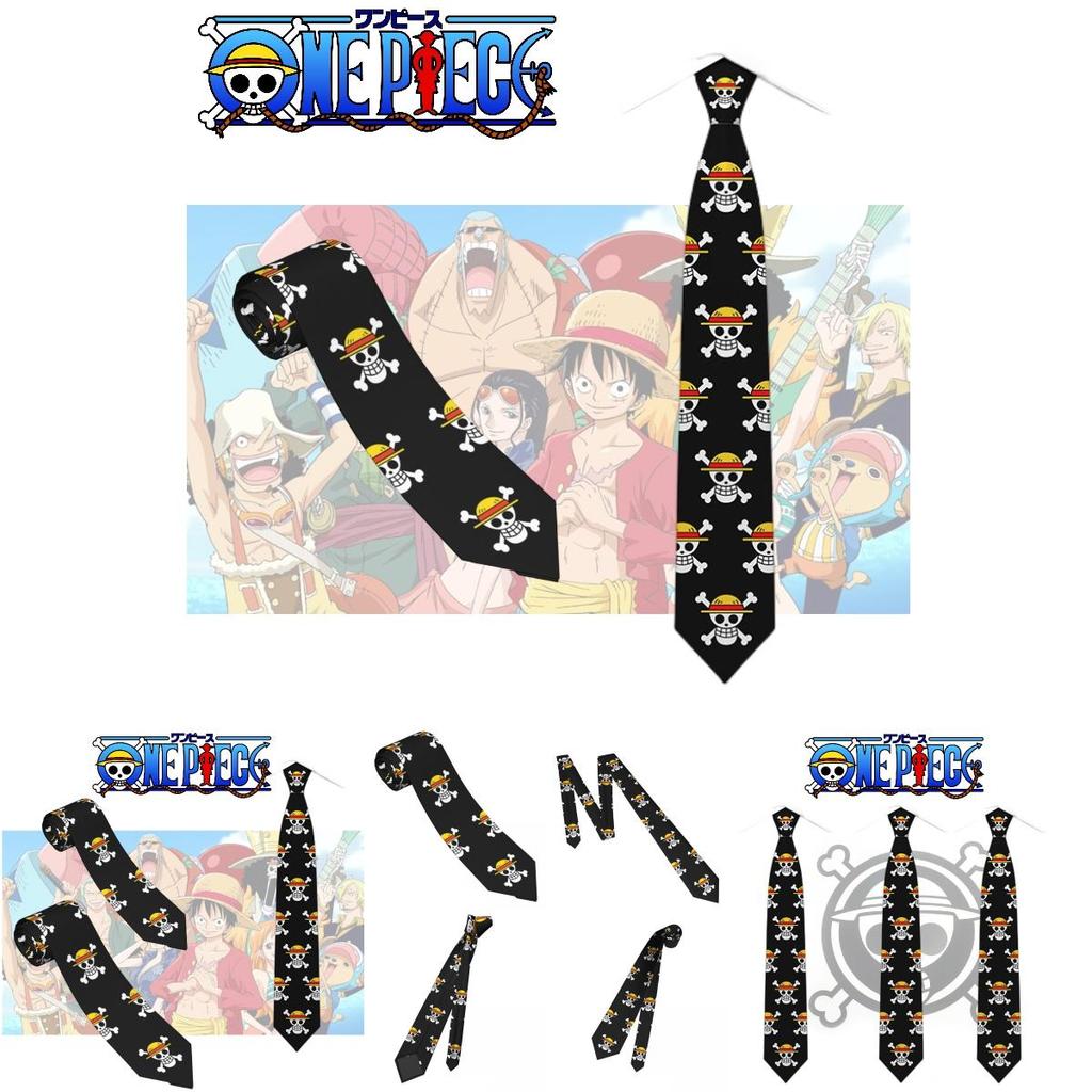 Stylish One Piece Anime Necktie With Skull Pattern