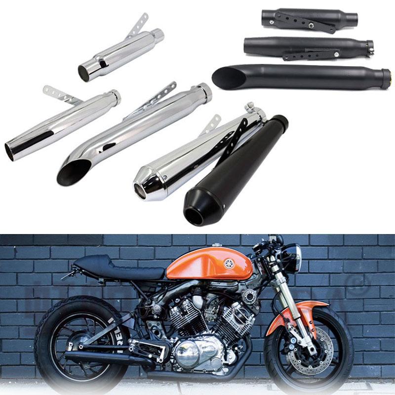 Silenziatore Universale per Scarico Moto Retro Vintage Classico Cromato Escap Moto per cg125 sr400 cb500 vt500 CM300 500 Cafe
