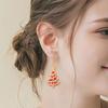 Red/Green Holiday Earrings With Crystal Accent Alloy Materials Ear Studs Comfortable Christmas Party Jewelry