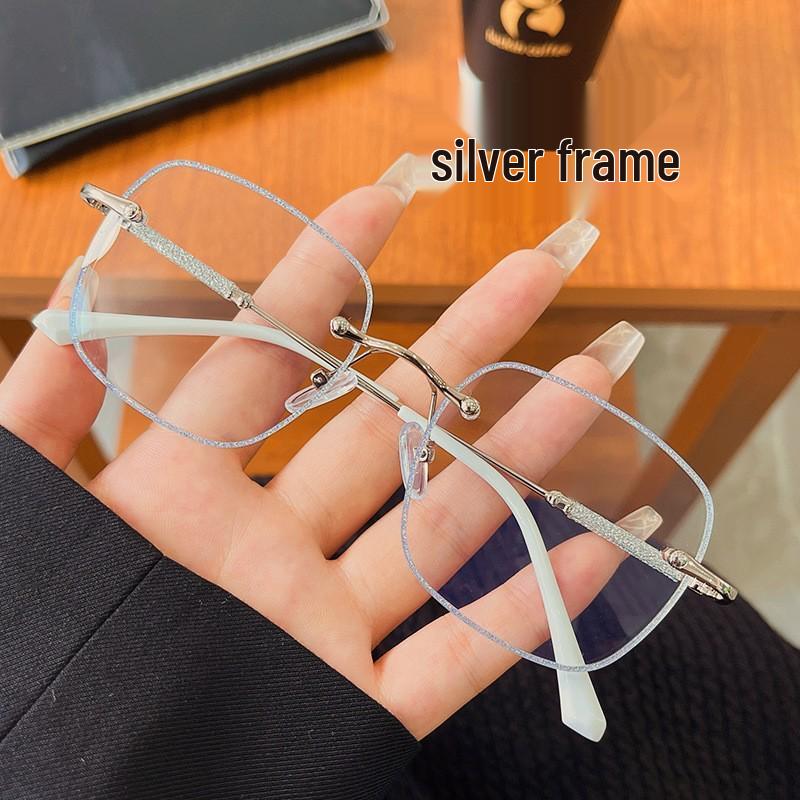 

Безрамочные очки Baby s Breath с защитой от синего света: Модная квадратная оправа румян для женщин 250 Degrees