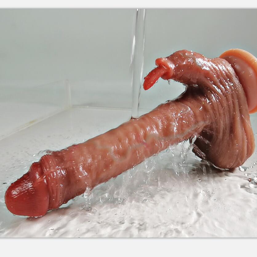 Dálkové ovládání Dildo Penis Ženská masturbace Lesbické sexuální hračky Šupina Topení Vibrátor Tekutý silikon Skutečné žíly Jazyk Olizování Klitoris Štípnutí Míč