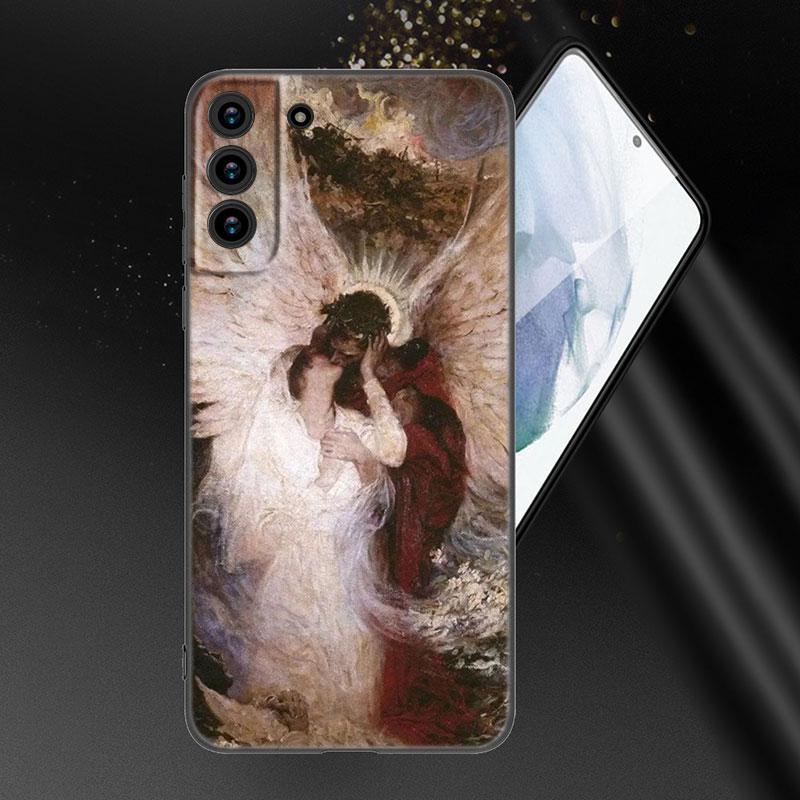 Pouzdro na telefon s renesanční uměleckou malbou pro Samsung Galaxy S22 Pro S21 S20 Ultra FE S10 Lite 5G S10E S9 S8 Plus Měkký TPU Černý kryt