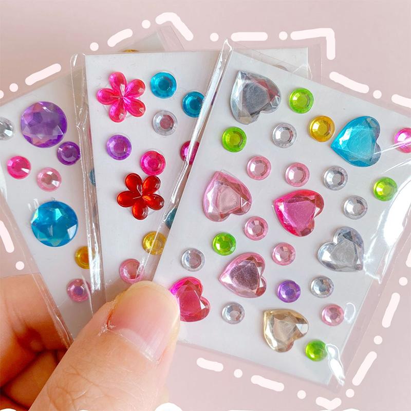 3 Sheets/Set Mini Size Acrylic Crystal Gem Diamond Sticker for Kids Handmade DIY 3D Rhinestone Decoration