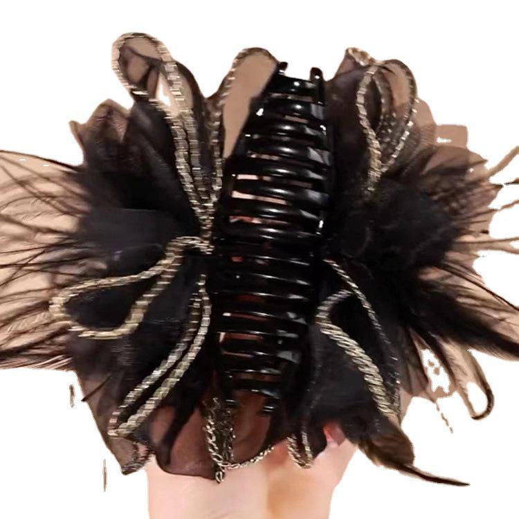 Duży kwiatowy klips ze piór dla kobiet - Wysokiej klasy, przesadny objętościowo dodatek do włosów