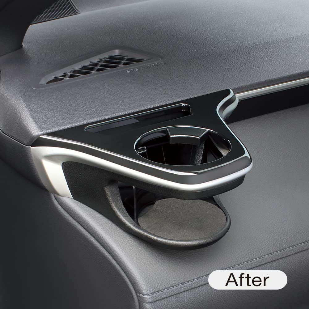 Tsuchiya Yac Suport pentru băuturi cu aer condiționat Toyota Corolla Cross pentru pasager Lung x 14cm Lat x Scaun specific vehiculului, Negru/Argintiu, 16.4cm 21.9cm