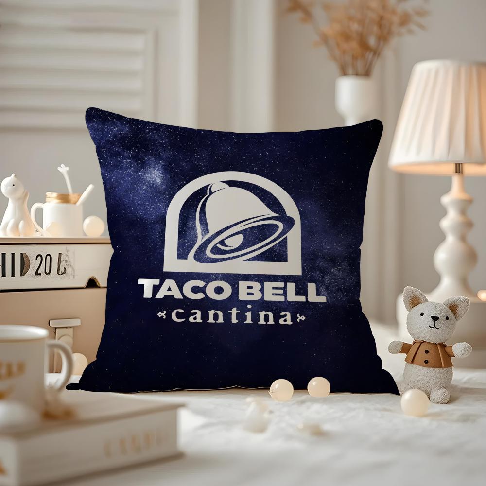Taco Bell Cushion Cover Anti-dustmite Pillowcase Invisible Zipper Silky Short Plush Sofa Cushion Cover