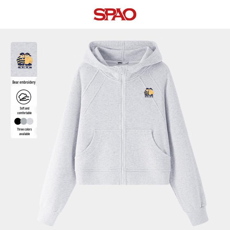 

SPAO Women s Bear Applique Zip-Up Hoodie XL